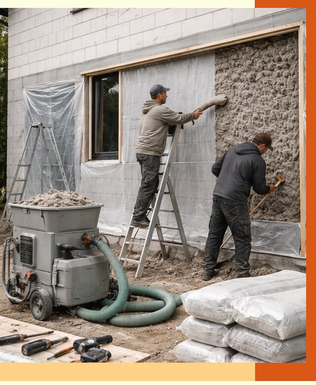 Утепление дома из газобетона эковатой в Лесозаводске от 4652 руб./м2 | ТепломастерЛсз
