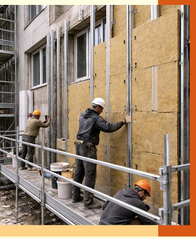 Утепление вентилируемого фасада в Лесозаводске от 5789 руб/м2 — монтаж и утепление вентфасад | ТепломастерЛсз