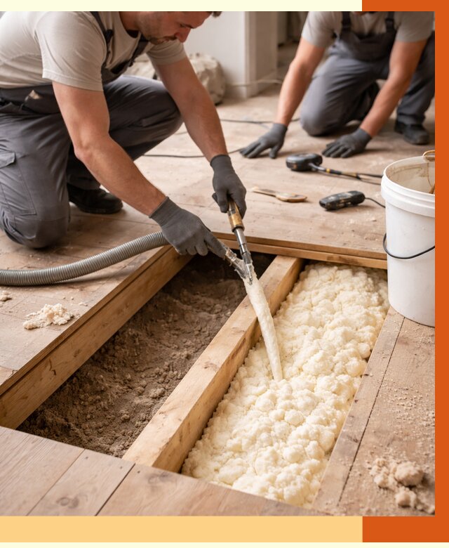 Заполнение пустот пола в Лесозаводске от 2791 руб. — утепление пустот пола под ключ | ТепломастерЛсз